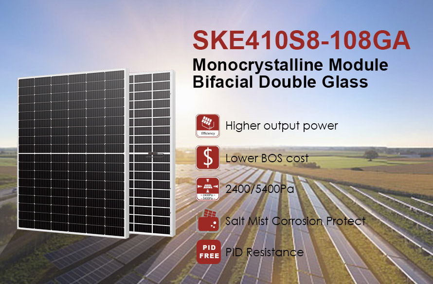 Modul PV bifacial setengah sel 182mm 500W