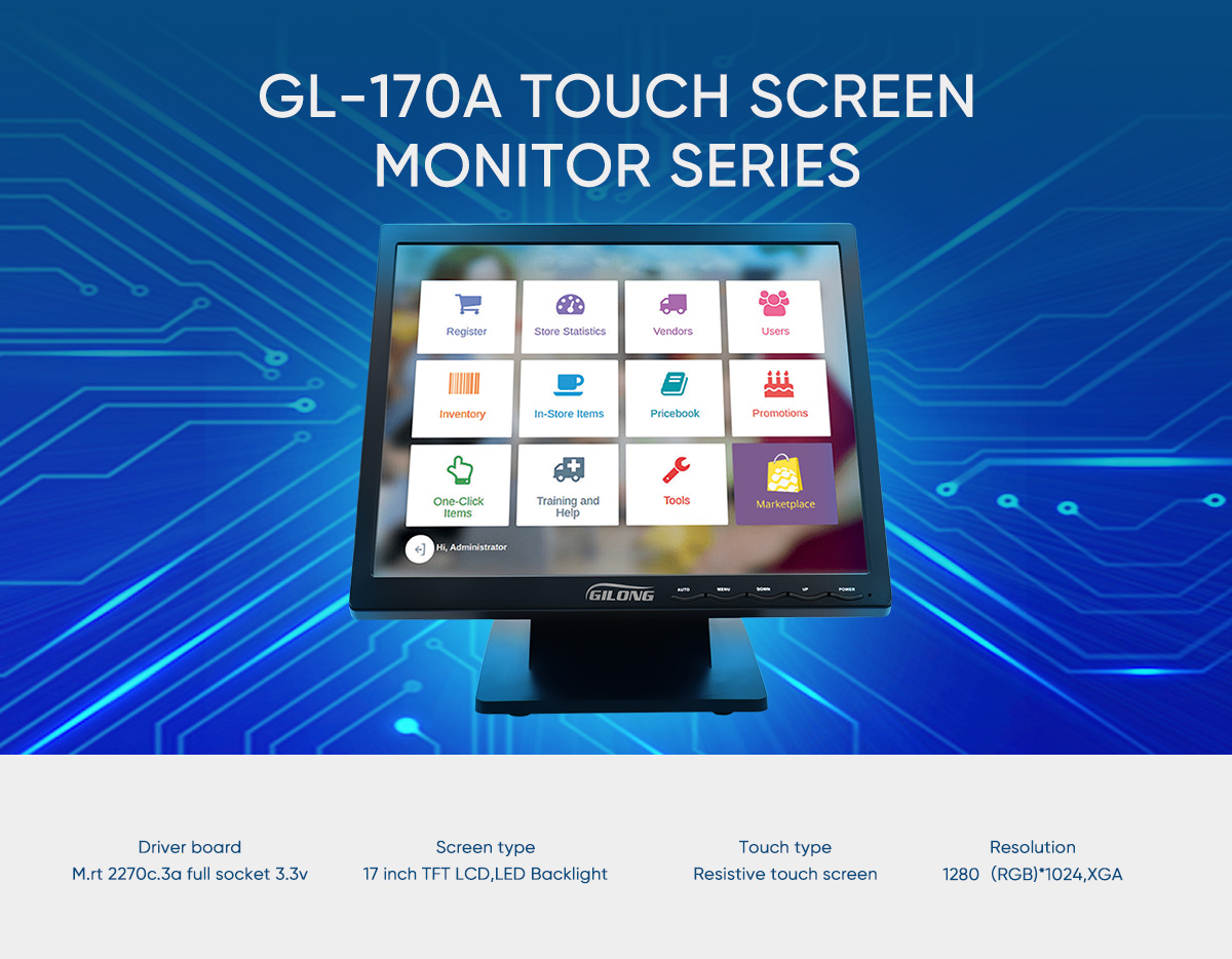 Monitor titik penjualan LCD 17 inci