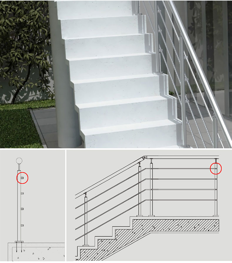 Pemegang palang pagar stainless steel