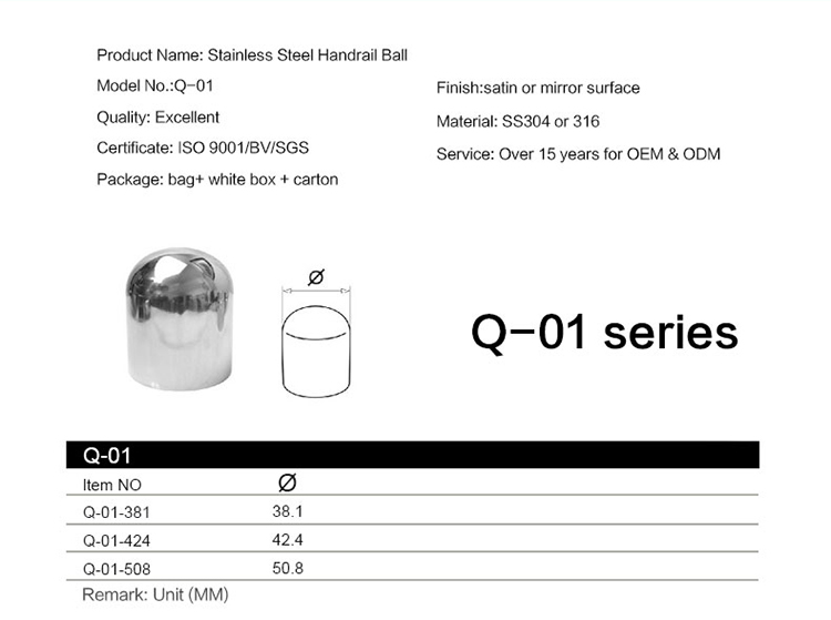 Tutup ujung dekorasi pagar stainless steel