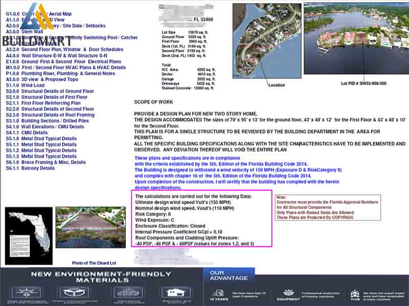 3 Lantai Rumah Bingkai Baja Berat dan Ringan Villa Tahan Badai Tahan Angin 150mph di Florida AS
