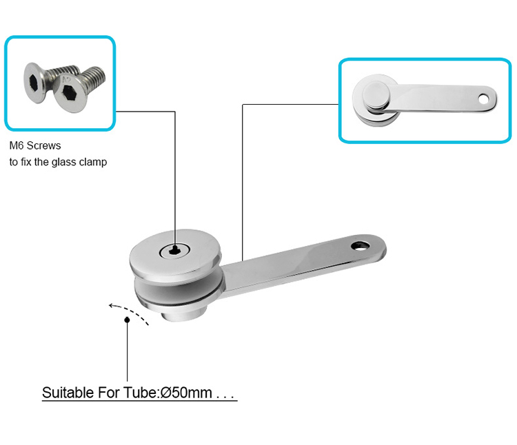 304 316 Kelengkapan Pegangan Kaca-Clamp