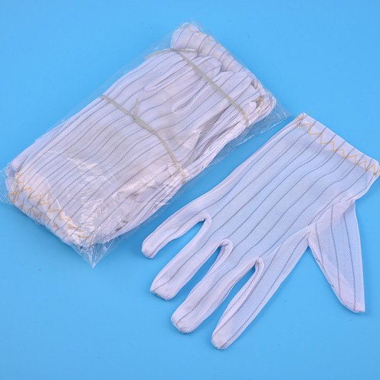 Sarung Tangan Garis ESD Poliester Antistatik Untuk Ruang Bersih
