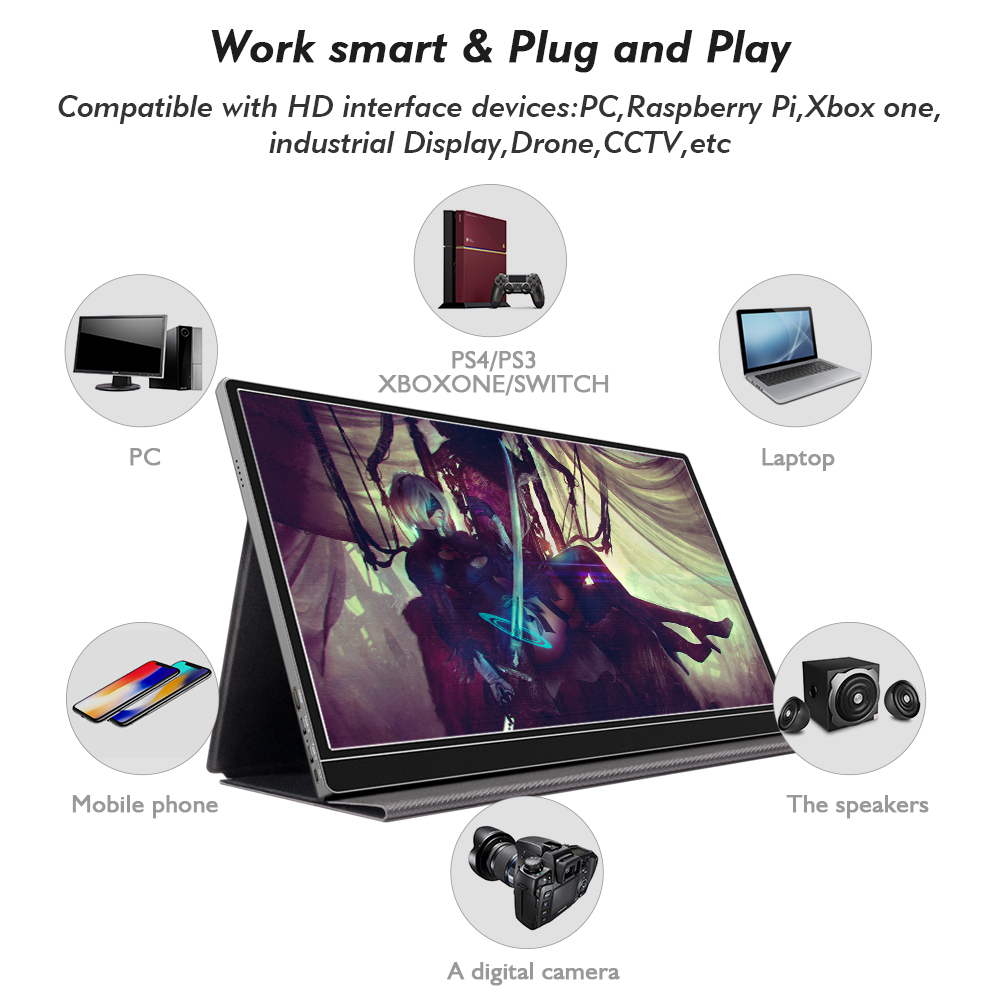Monitor gaming portabel gamut warna 15,6 inci 4K 100% untuk laptop
