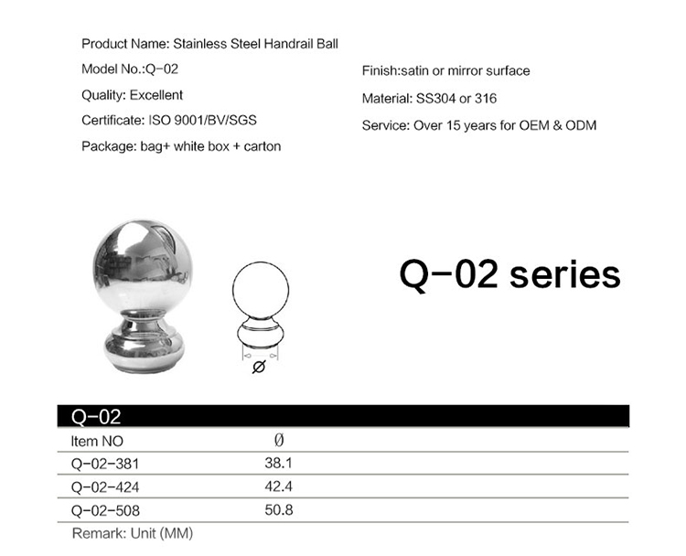 Tutup ujung dekorasi pagar stainless steel