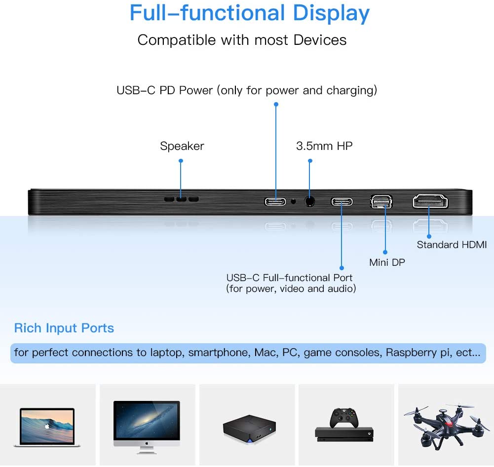 Full hd 4K USB Type-c PC Gaming 13,3 inci Portable ips Monitor untuk Ponsel Pintar Laptop
