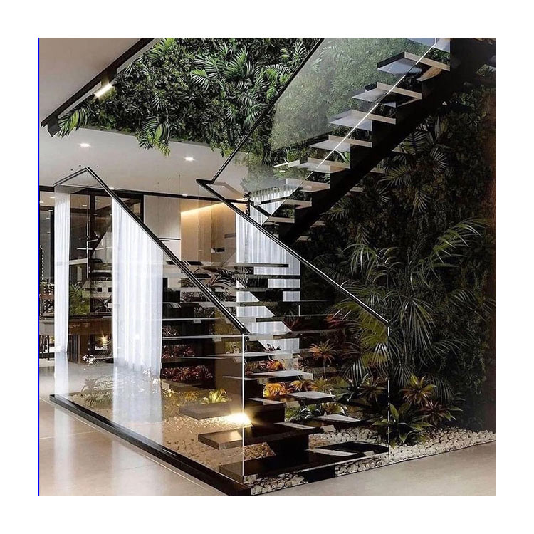 Pembagi Kaca Mono Stringer Beam Staircase dengan Tapak
