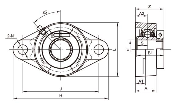 UEFT208 Bantalan Flange