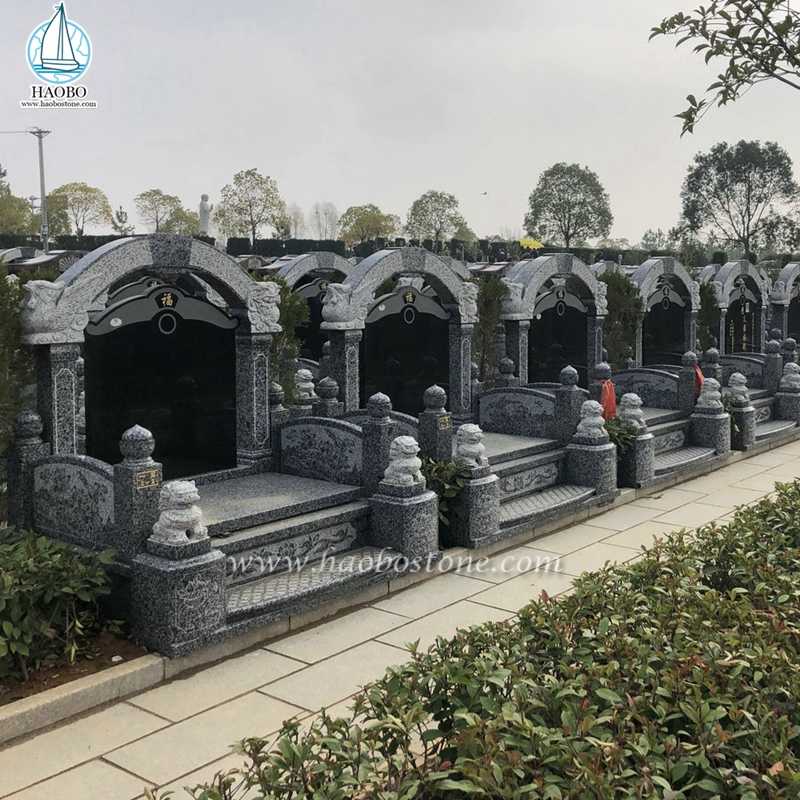 Monumen Pemakaman Ukiran Singa Granit Gaya Asia
