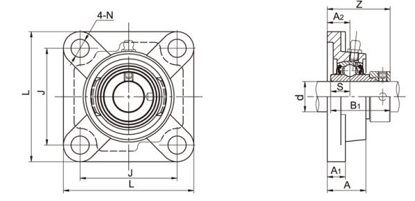 Perumahan Flange 4-Baut NAFS210