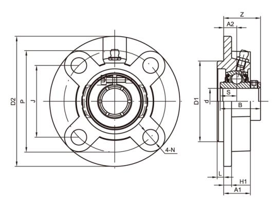 Perumahan Bantalan Kartrid Flange UCCS209