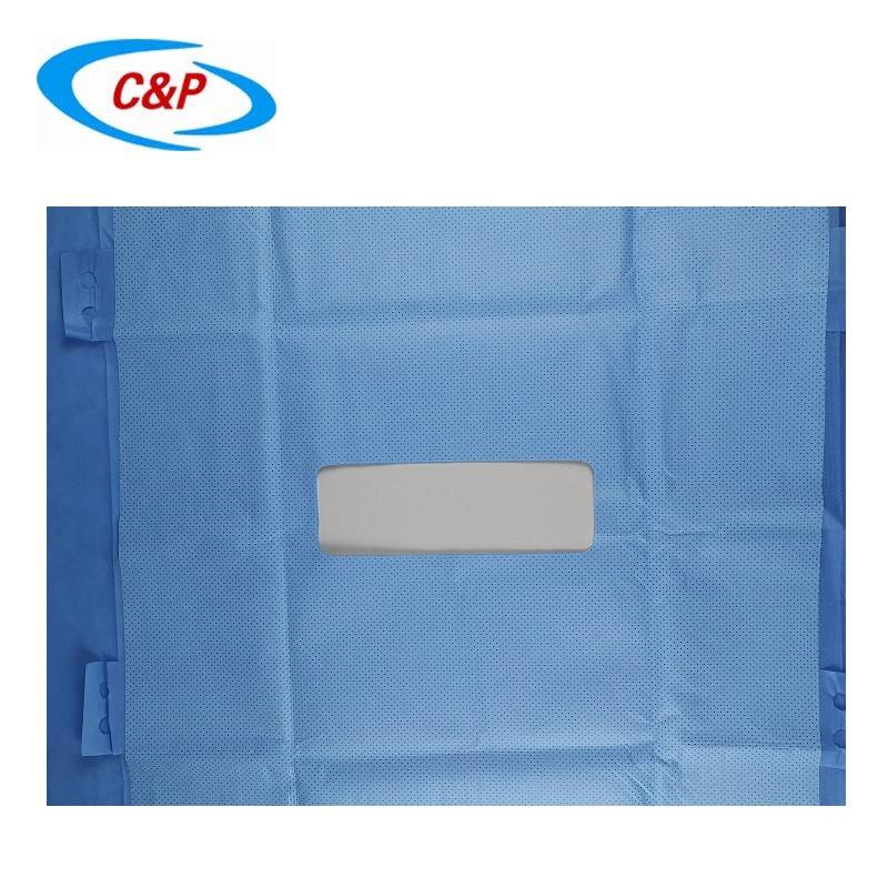 CE ISO13485 Disetujui Disposable Non woven Laparoscopic Abdominal Drape Dengan Kantong
