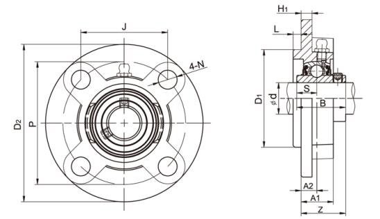 Perumahan Bantalan Kartrid Flange UCFCX08