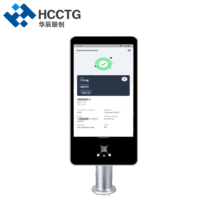 Kontrol Akses Terminal Pemindaian Kode Kesehatan Bluetooth 8 Inch HS-610

