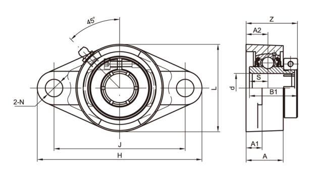 Unit Flange 2-Baut UEFL204