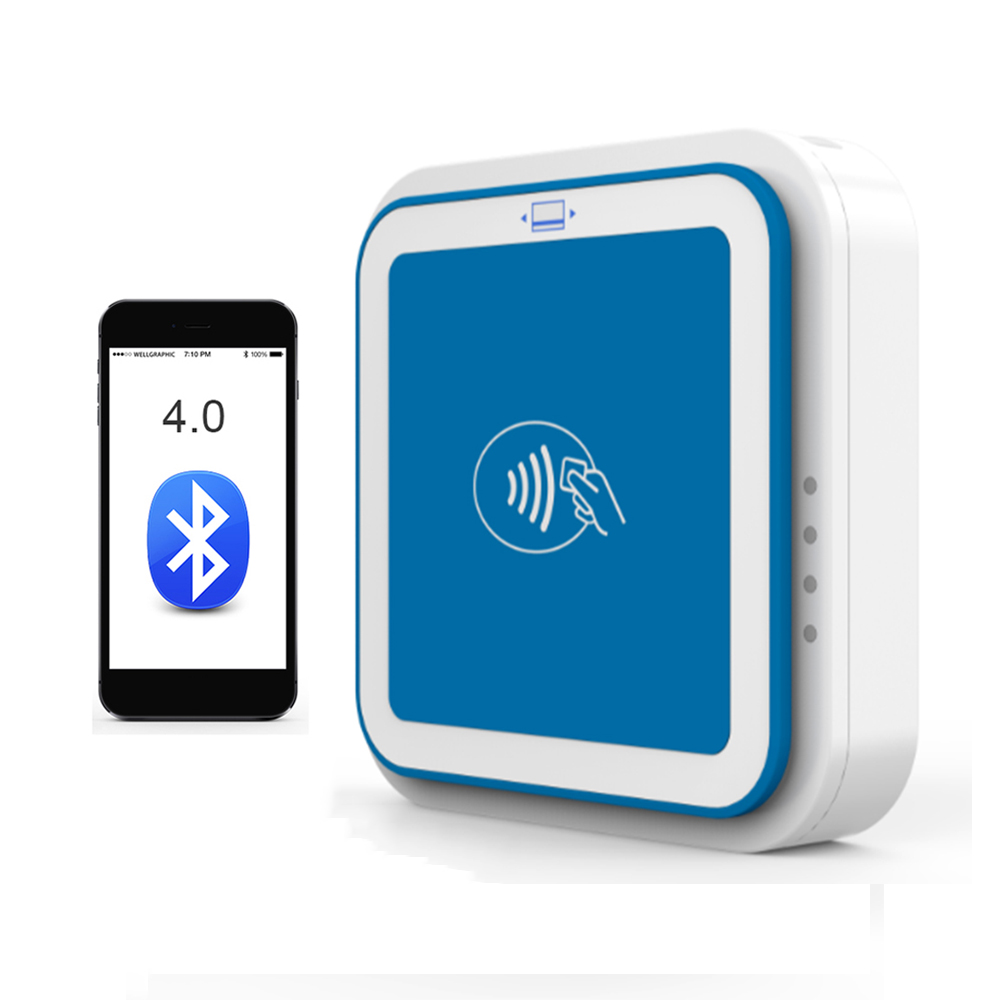 Bluetooth 3 In 1 Smart Mobile NFC Pembaca Kartu Kredit Dengan Sertifikasi PCI EMV I9
