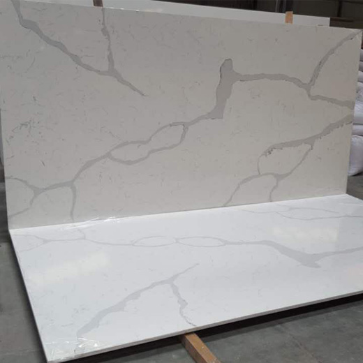 OP9009 Calacatta White Engineered Quartz Stone, Warna Populer Counter Top Fabrikasi
