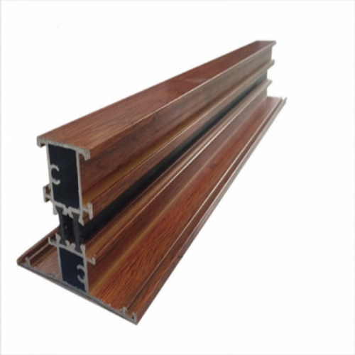 Profil aluminium transfer serat kayu seri 6000 yang disesuaikan untuk pintu jendela
