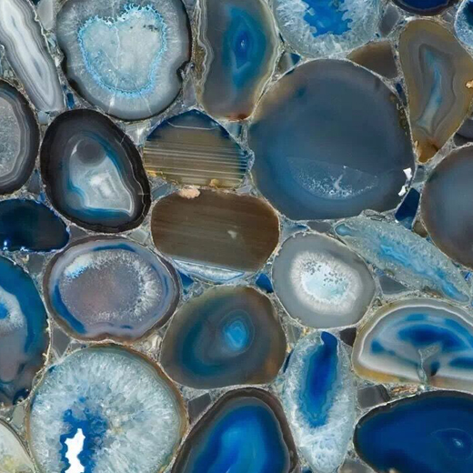 Blue Agate Semiprecious Stone Type Translucent Onyx Slab untuk Dinding Interior

