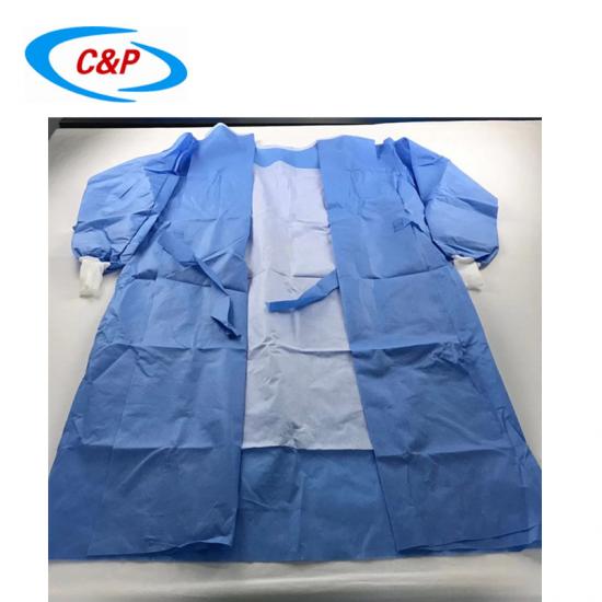 Hot Sale Disposable Steril Non-woven Blue Reinforced Bedah Gowns Pemasok
