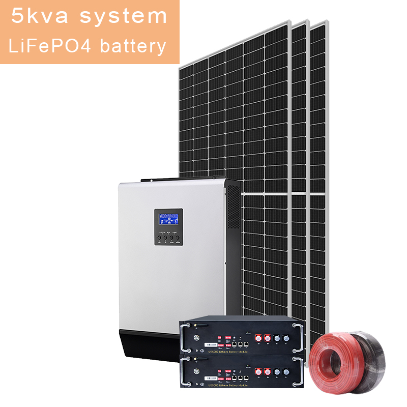 Sistem Tenaga Surya 5KW 5.5kw Off-Grid untuk Baterai Energi Surya Lifepo 4
