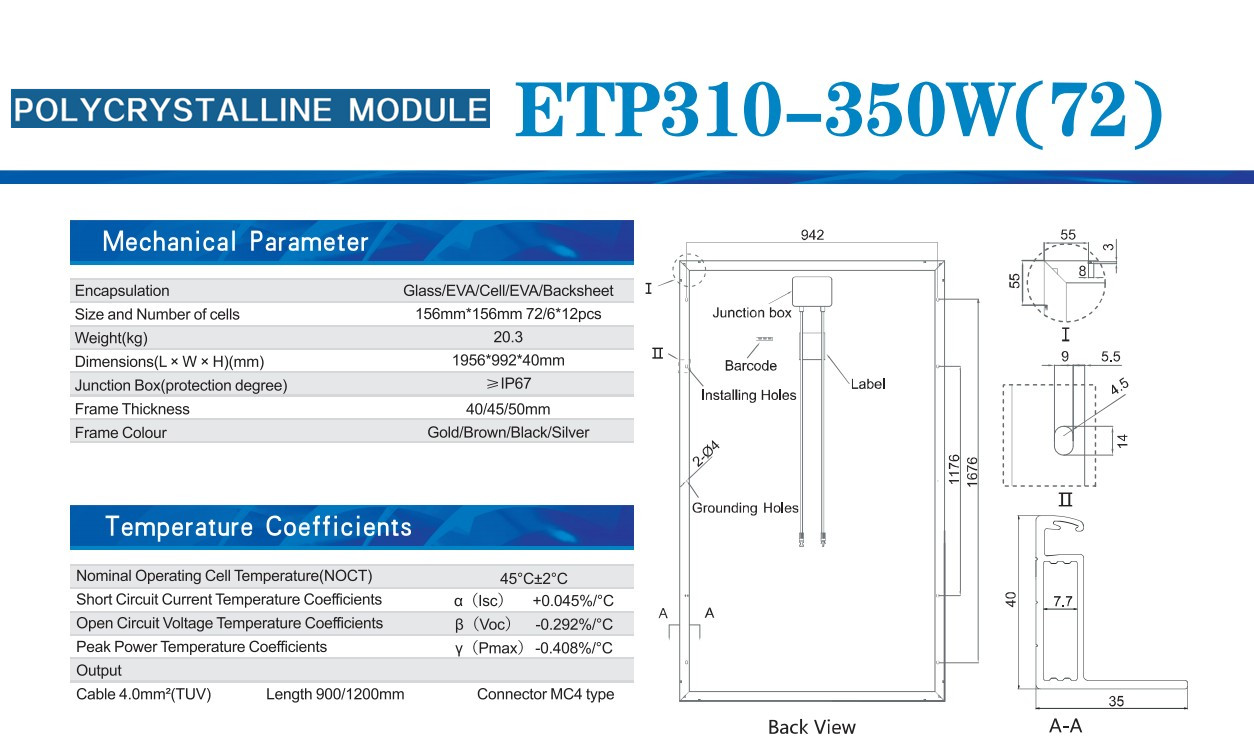 Panel surya poli 350 watt