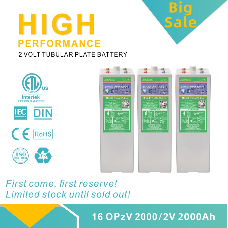 Clearance Sale 2V 2100ah Opzv Tubular Gel Opzv Battery untuk Solar/UPS/Emergency-Power-Systems
