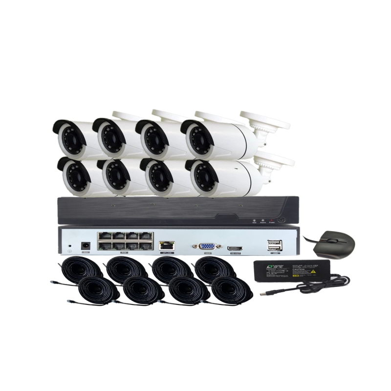 2MP 3MP Peluru 8CH CCTV NVR POE kit
