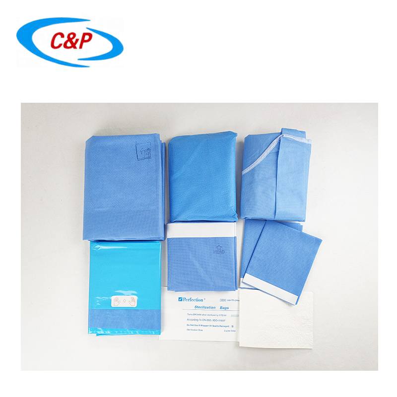 Pasokan Pabrik Grosir Disposable Blue Ophthalmic Surgical Drape Pack
