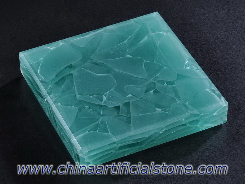 Aquamarine Sea Glass Bio Glass Slabs untuk Countertops
