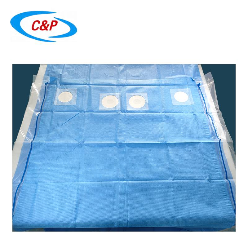 Angiography Drape dengan Clear PE Fluid Collection Pouch