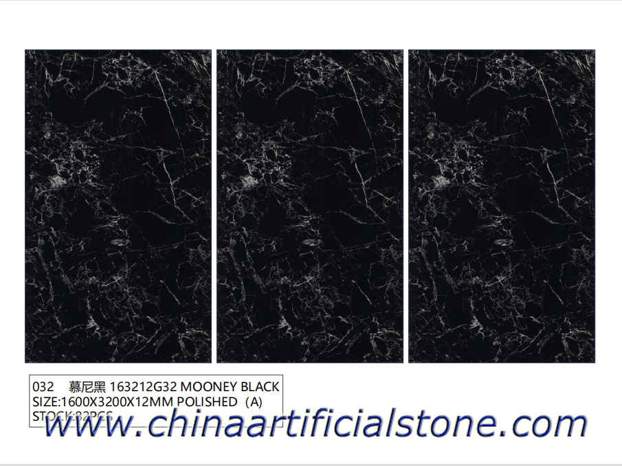 Dipoles 1600x3200x12mm Black Sintered Stone Porcelain Slabs
