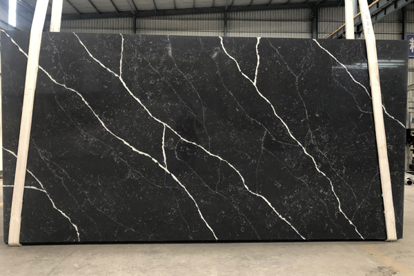 lempengan kuarsa marmer nero marquina