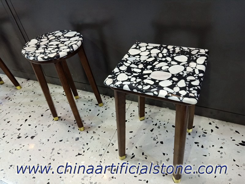 Bangku Furnitur Terrazzo Hitam