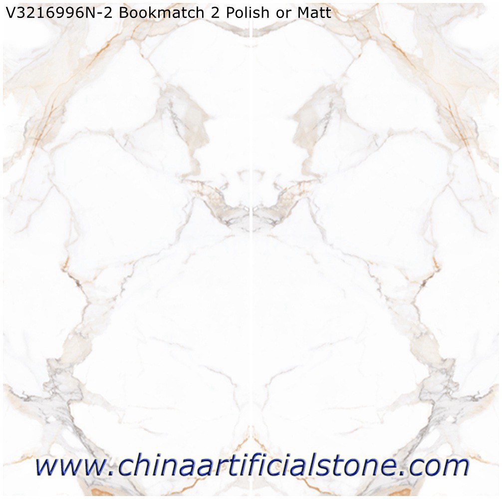 Lembaran Batu Sinter Emas Calacatta 1600x3200x12mm