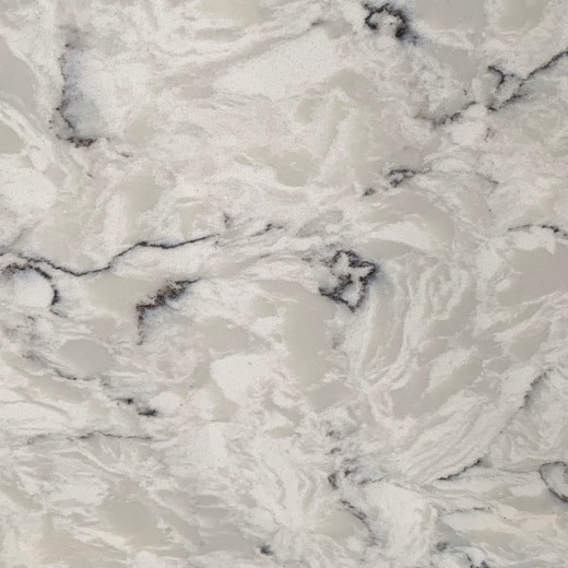 Carrara White Vein Design Grey Quartz Slab untuk Instalasi Meja Dapur
