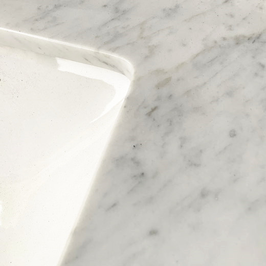 Dipotong Untuk Ukuran Kamar Mandi Vanity Top Jenis Batu Alam Carrara White Marble Top Dengan Paket Khusus
