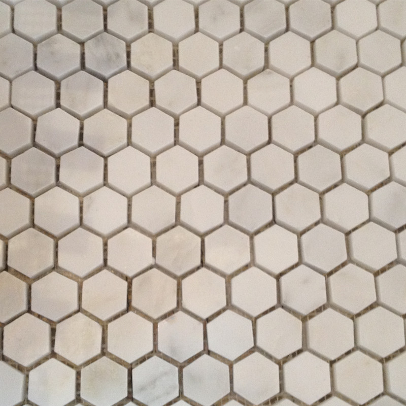 Ubin Mosaik Marmer Putih Oriental Hexagon
