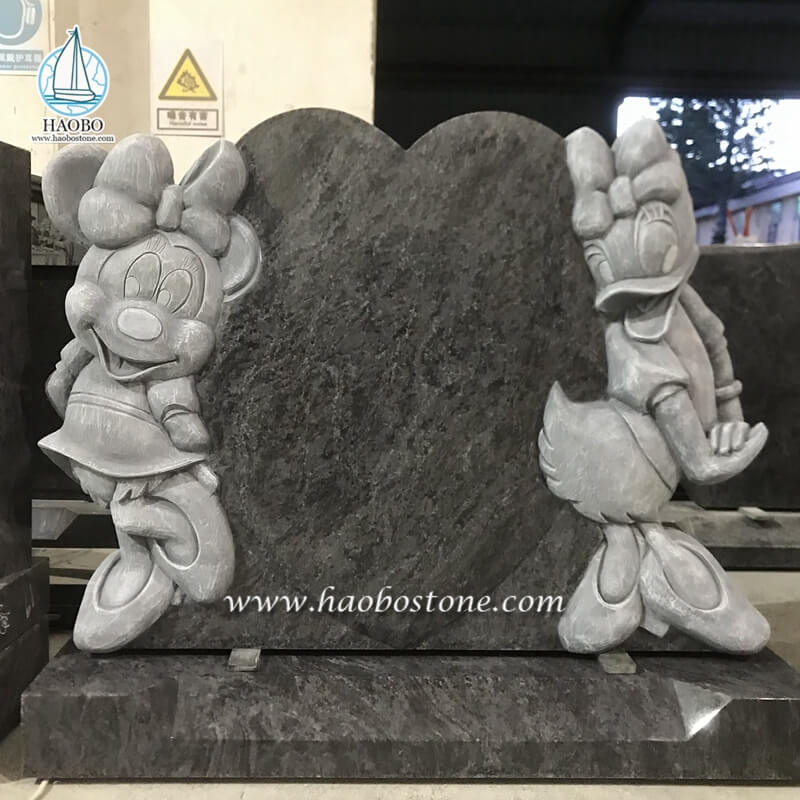 Baham Blue Granite Cartoon Minnie Mouse dengan Daisy Duck Tombstone
