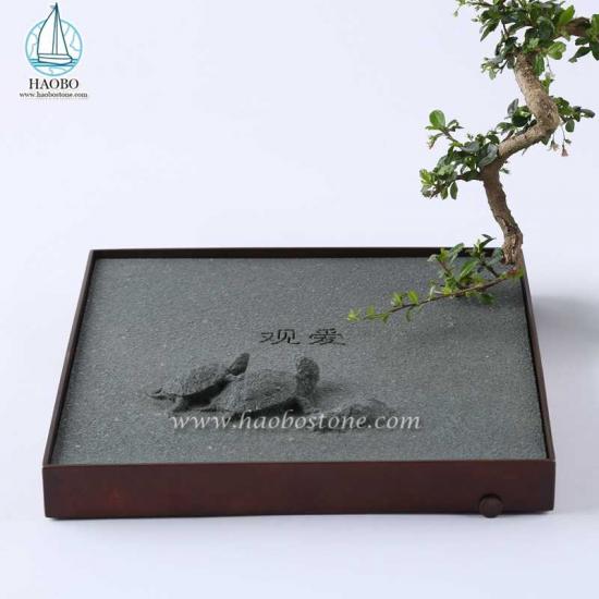 Granit Alami China Design Turtle Ukiran Square Tea Tray
