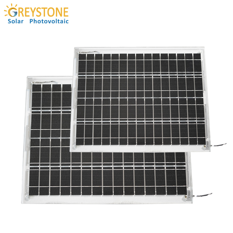 Panel Surya Kaca Ganda Greystone 10W untuk Ruang Sinar Matahari
