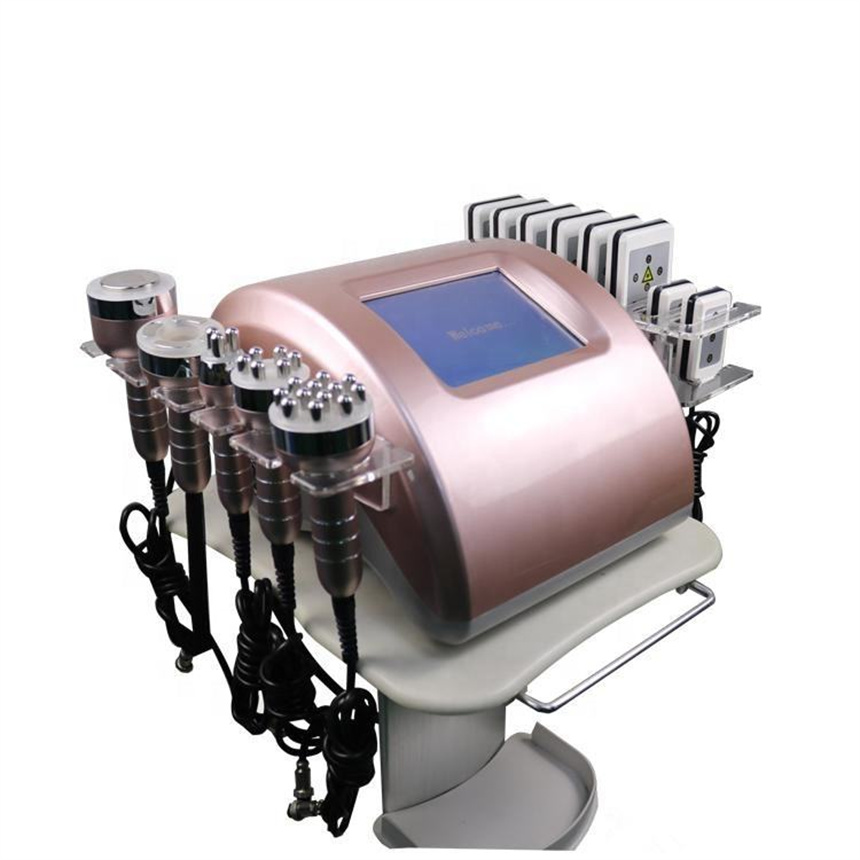 Portabel 6 In 1 40 K Kavitasi Lipo Laser Ultrasonic 12 Polar Vacuum RF Face Lifting Multi-Polar Mesin Pelangsing Tubuh